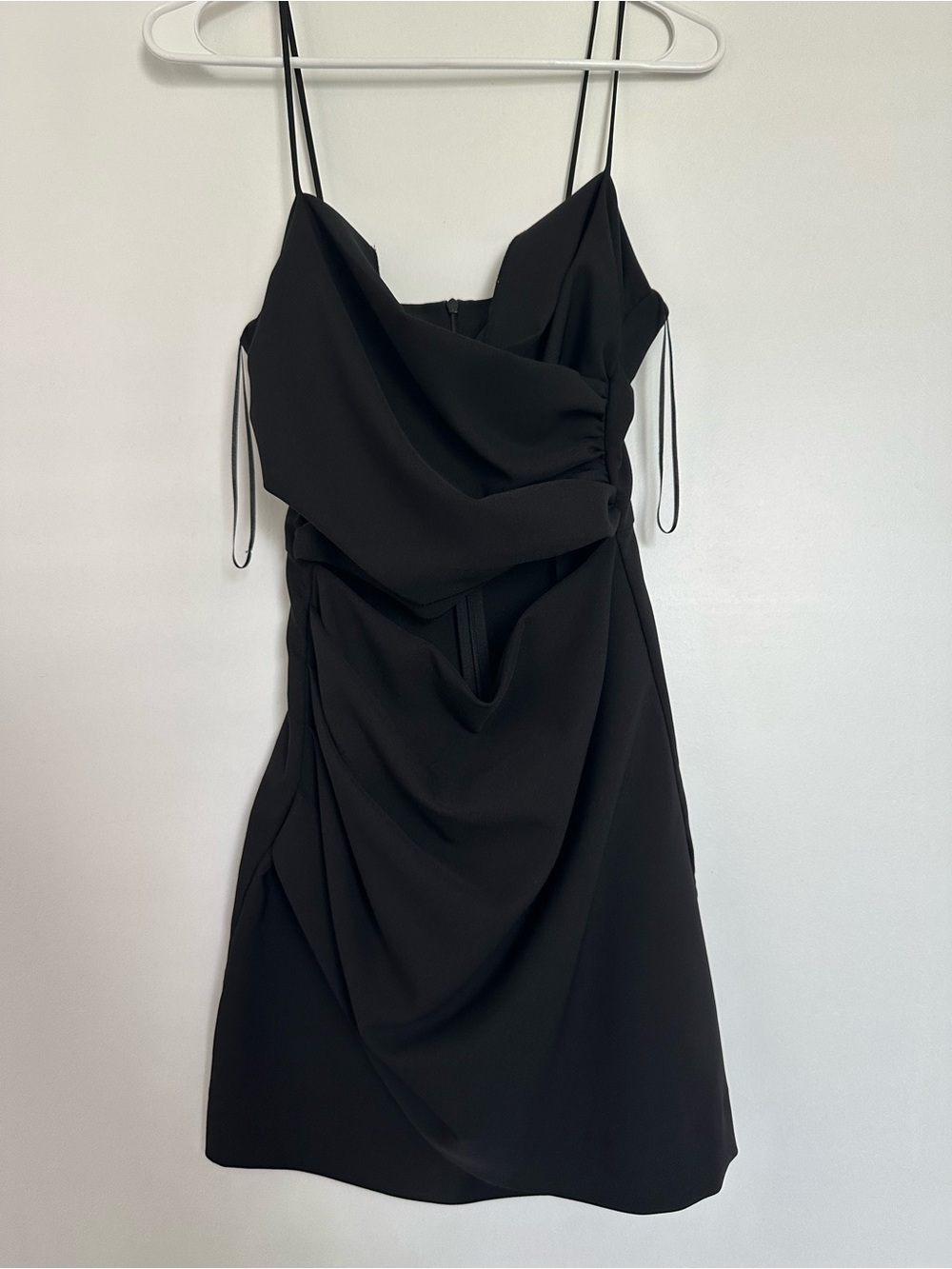 Zara Black Draped Dress with Spaghetti Strap